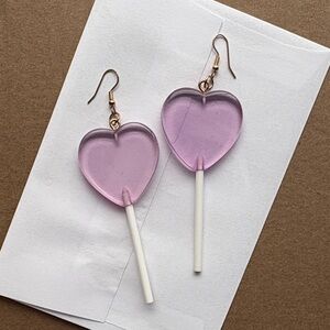 Purple Heart Lolipop Earrings